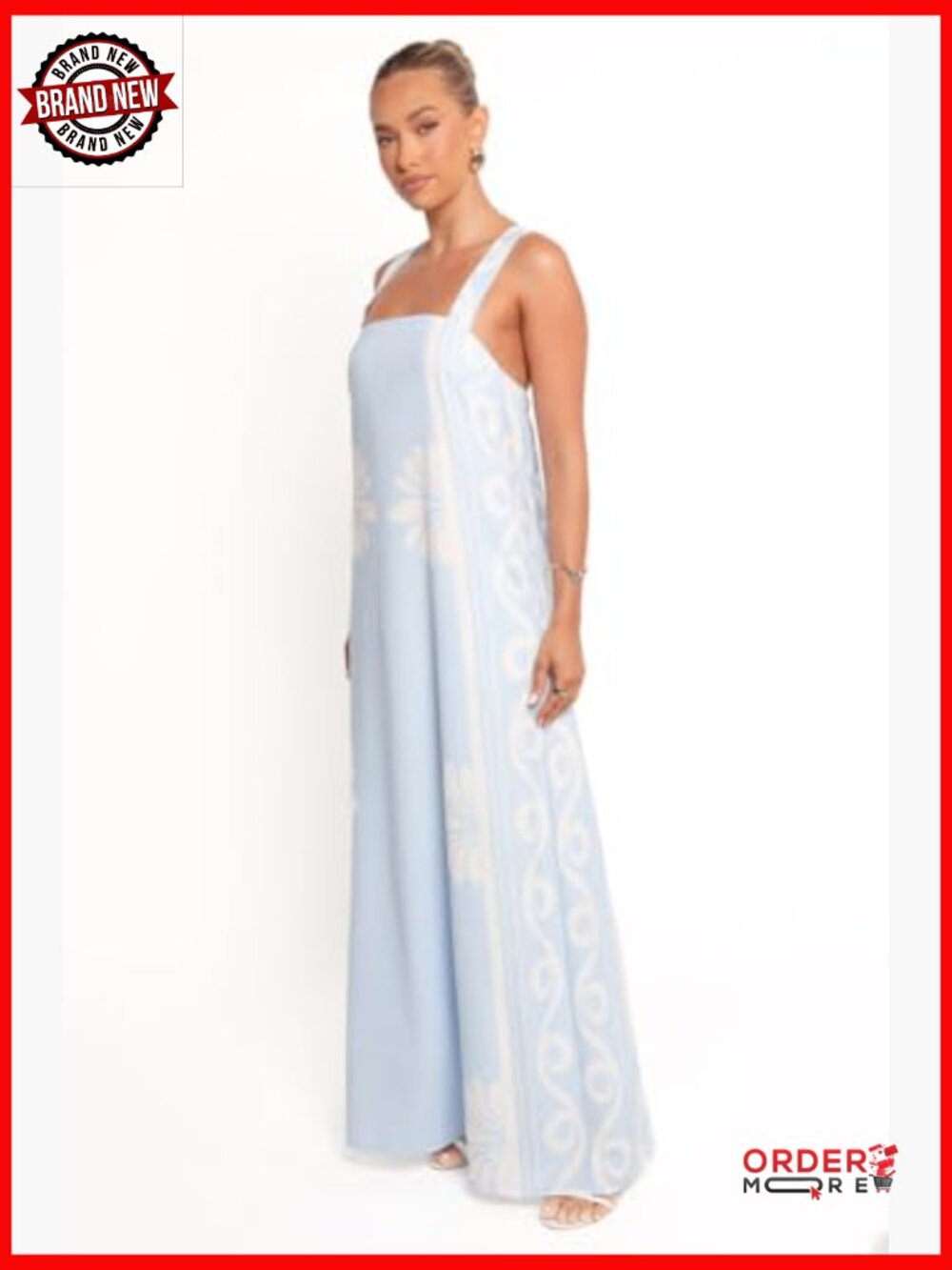 Elegant A-Line Maxi Dress with Pockets, Spaghetti Straps - Picture 2 of 4